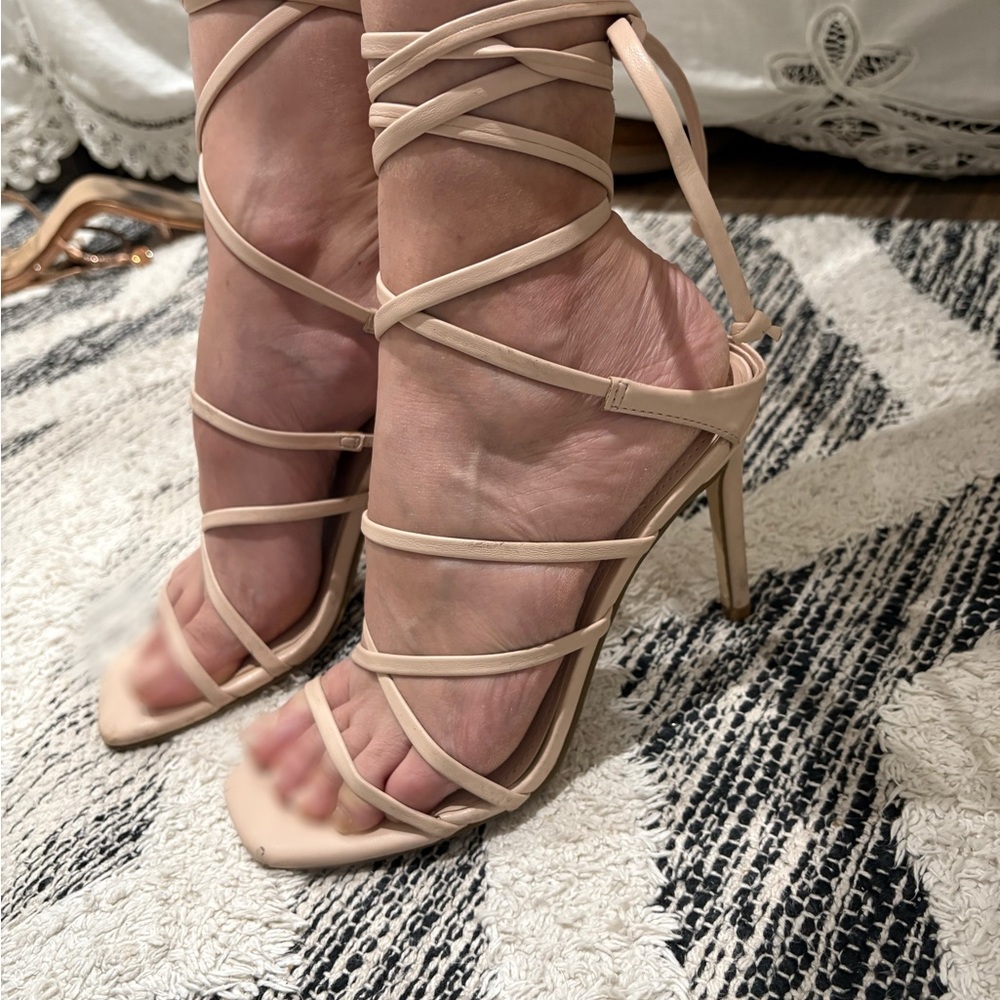 GUESS Nude Strappy Heels – Elegant and Versatile